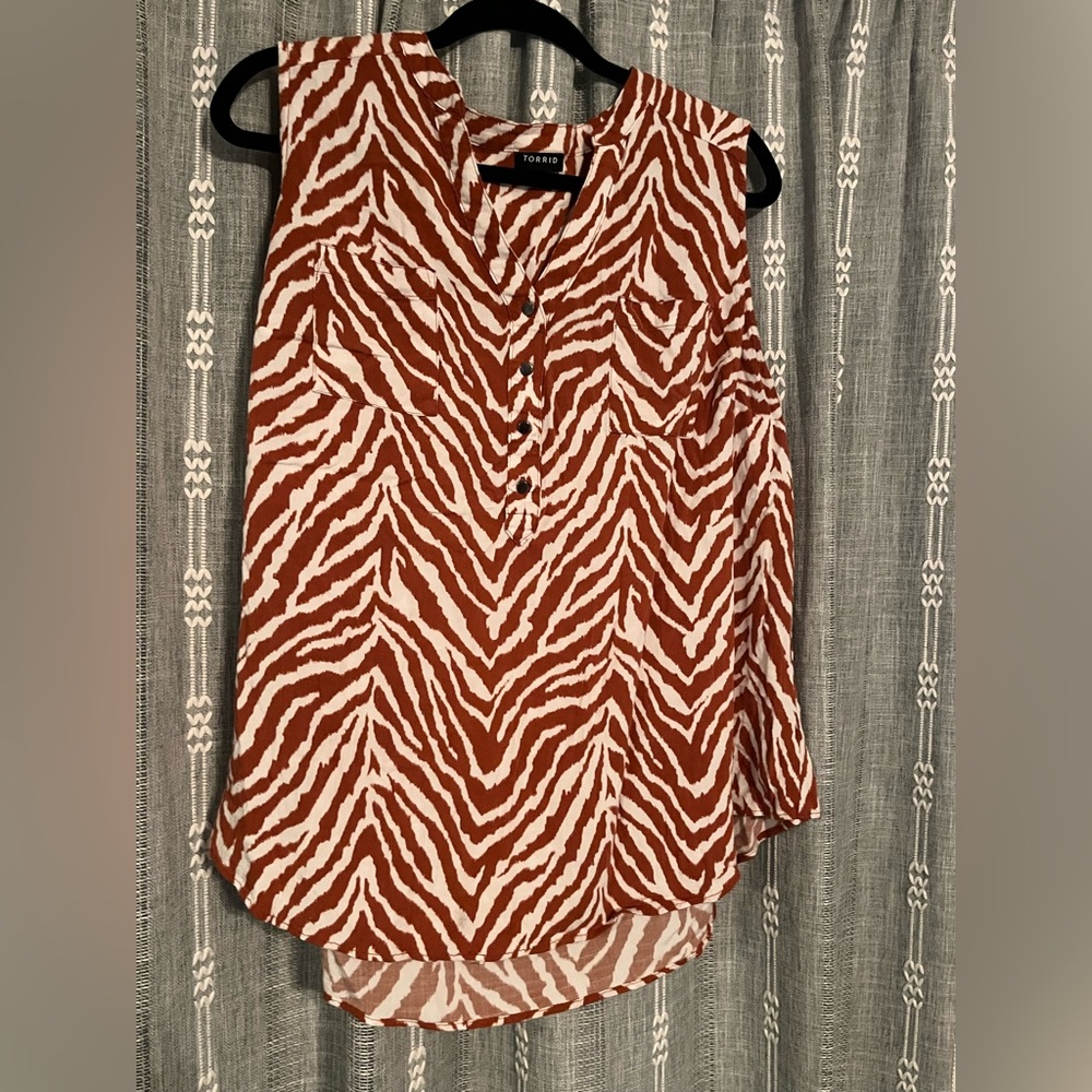 Torrid Red and White Zebra Print Top